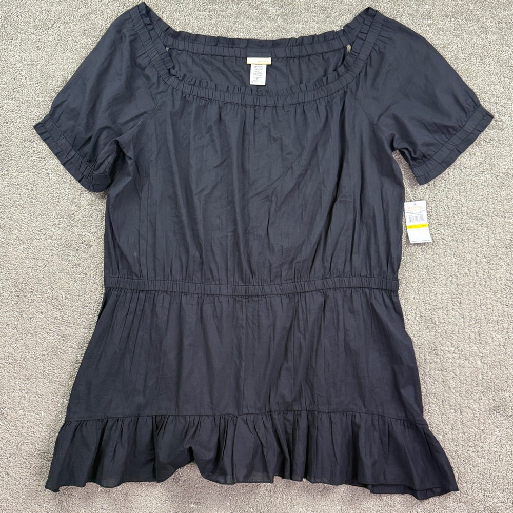 Michael Kors Womens M/L Black Cotton Ruffle Swim Cover Up Dress NWT $100 Boho